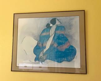 Framed & Matted Print "Blue Blanket" by R.C. Gorman