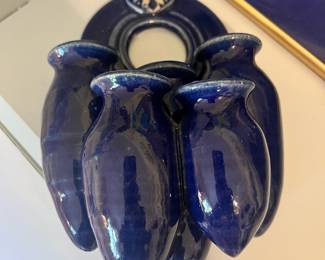 Cobalt Blue Pottery Wall Pocket Vase