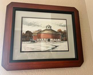 Framed & Matted Watercolor Print of Farm Landscape by Donald Vander Leest