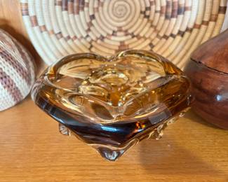 Amber Art Glass Ashtray