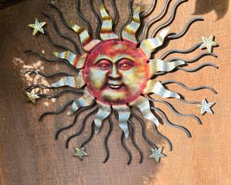 Metal Celestial Sun Wall Sculpture