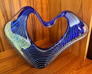 Blue and Green Art Glass Sculpture