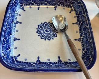 D'Casa Mexico Pottery Salad Plate, Norwegian Teak Serving Spoon