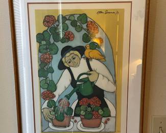 Framed & Matted 1974 Lithograph  "Geranium Lady" by Elke Sommer