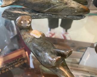 Carved Soapstone Sea Otter Figurine