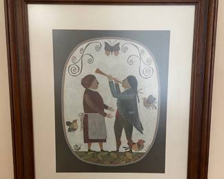 Framed & Matted Lithograph "A Little Light Music" by R. Davey
