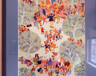 Framed & Matted Lithograph "Concert in the Park" by Rie Munoz