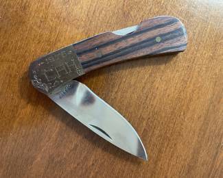 Gerber Lock Back Pocket Knife with Brass and Wood Handle