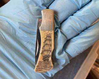 Mini Lock-back Scrimshaw Pocket Knife