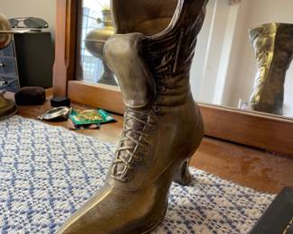 Brass Victorian Boot Vase