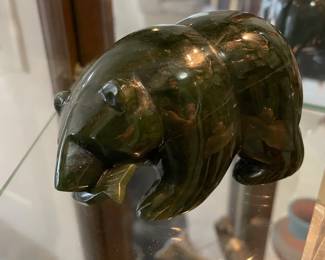Hand Carved Cassiar Jade Grizzly Bear Figurine