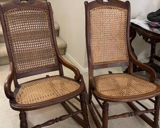 Pair of Cane Back/Seat Victorian Rocking Chairs