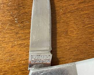 Gerber Silver Knight Lock Back Knife with Mother of Pearl Handle