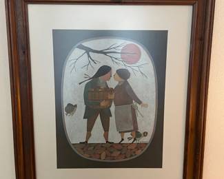 Framed & Matted Lithograph "A Bushel and a Peck" by R. Davey