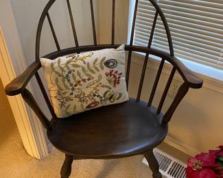 Dark Wood Windsor Spindle Back Arm Chair