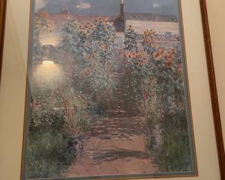 Framed & Matted Print "Garden at Vetheuil Beach" by Claude Monet
