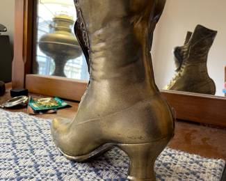 Brass Victorian Boot Vase