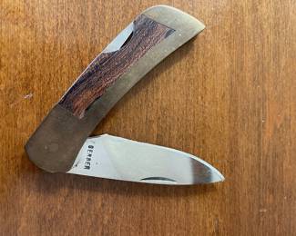 Gerber Lock Back Pocket Knife with Brass and Wood Handle