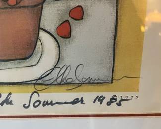 Framed & Matted 1974 Lithograph  "Geranium Lady" by Elke Sommer