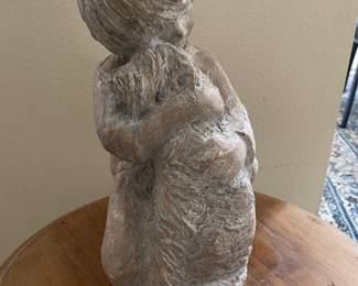 Austin Productions Durastone Cast Sculpture of Boy Hugging Dog 