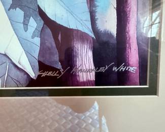 Framed & Matted Watercolor Print of Java Sparrows by Shelly Maudsley White 