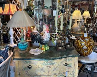 Hand Painted Venetian Commode; Italian Tole Floral Mirror; and more