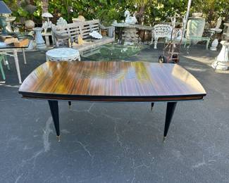 1940s Inlaid Macassar Ebony Art Deco Dining Room Table