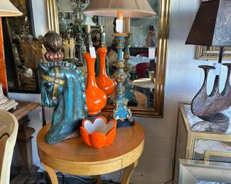 1980s Kreiss Gueridon; Mid-century Molded Brass Mirror; and more