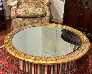 Vintage 1984, 42" Round, Gold Framed, Mirror