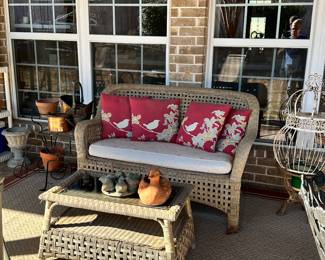 Wicker Love-Seat and Coffee Table