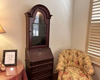 Painted Drop Desk Secretary with Display Hutch