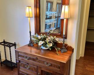 Antique Wash Stand and Mirror