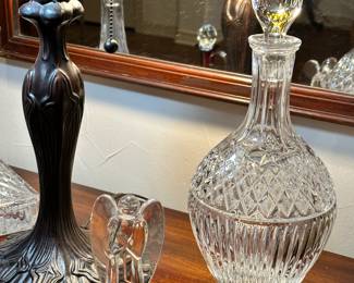 Baccarat Crystal Angel and 16" Fifth Avenue Footed Vintage Wine Decanter