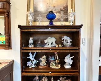 Lawyers Cabinet with Glass Door Fronts, Top Door has Leaded Glass