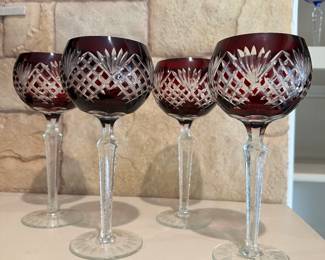 Bohemian Ruby Red, Cut-To-Clear Stemware