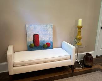 White upholstered bench