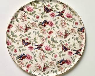 Royal Tudor Ware & Barker Bros., Ltd. Lorna Doone Botanical Butterflies Platter