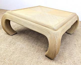 Large vintage pencil reed coffee table