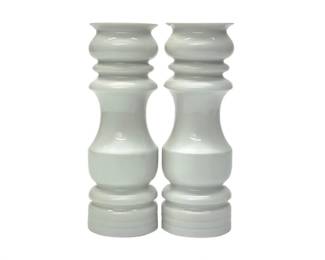 Vintage MCM undulating white ceramic salt and pepper set