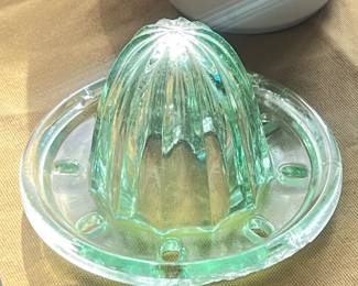 Vintage Green Depression Glass Juicer