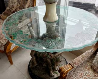 CUSTOM ETCHED GLASS COFFEE TABLES
