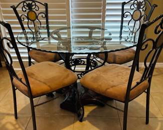 Glass top table.  Don't forget the Windex.