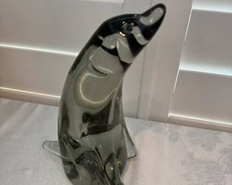 Large Heavy Solid Glass Dog
