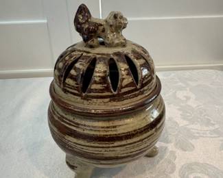 Pottery Lidded Food Dog Incense Burner