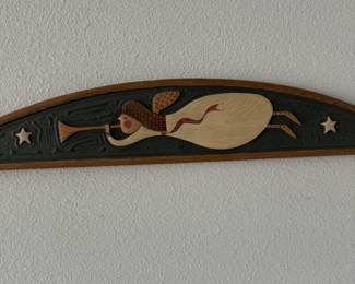 Folkart Angel on Wood Door Topper