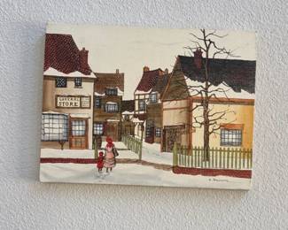 Hargrove Canvas Winter Village Scene