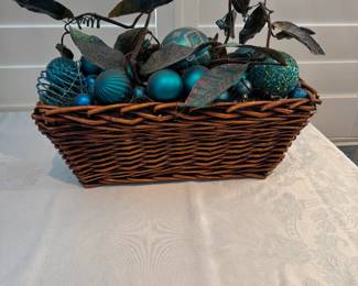Rattan Container with Ornaments Not Glued In