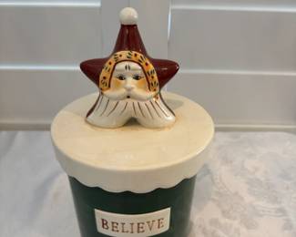 Santa BELIEVE Cookie Jar