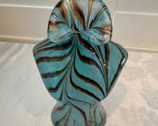 Glass Striped Female Bust Vase