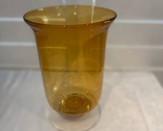 Large Amber Glass Clear Pedestal Vase